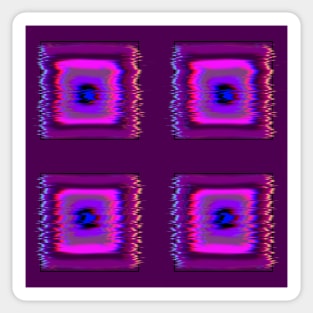 Purple Neon Glitch Squares Sticker